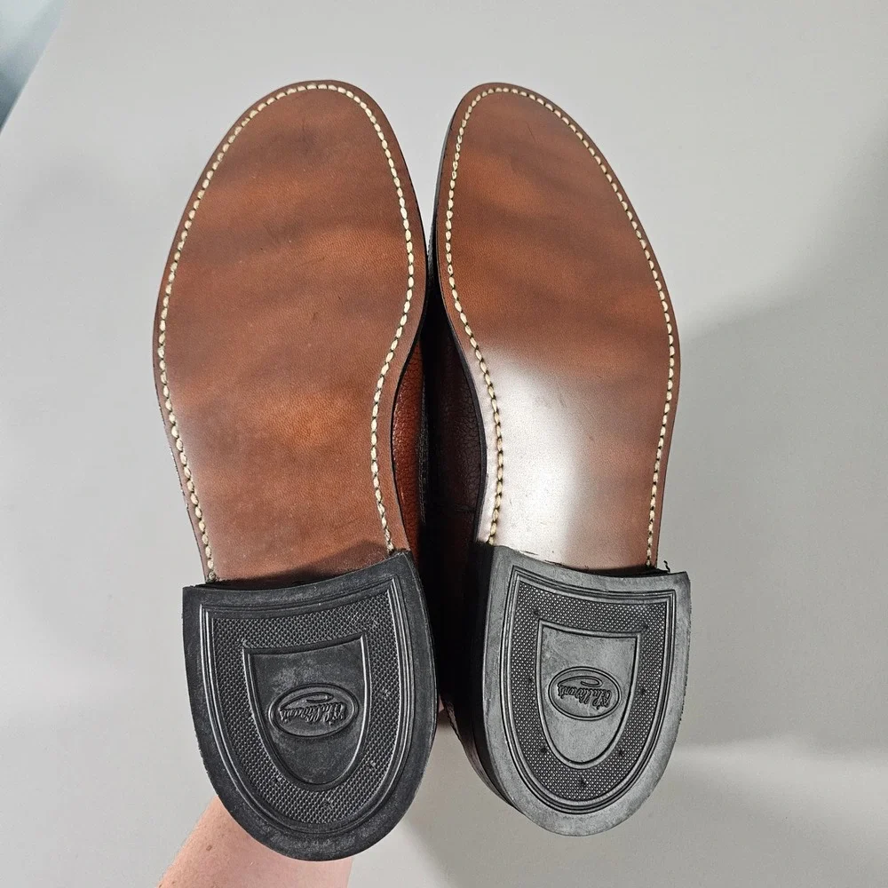 J.F. McElwain Wingtip Oxfords Mens 8 G Brown Pebble Grain Leather USA Made
